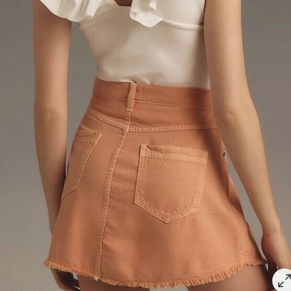 Pilcro Orange pleated Skater Mini Skirt with fray hem NWT size 4 - Picture 2 of 12